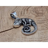 Echt zilveren ketting hanger van een kameleon